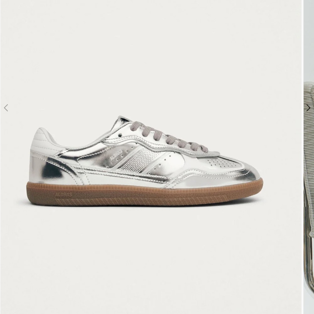 NWT ALOHAS Silver Sneakers with Brown Sole